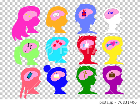 考えるフレーム　右横向き人物セット 76831400