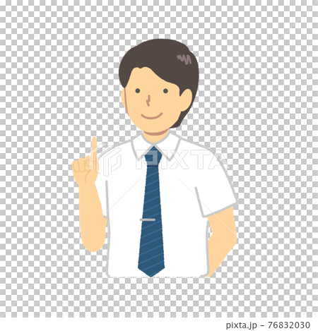 受付で働く男性　：　指を差す 76832030