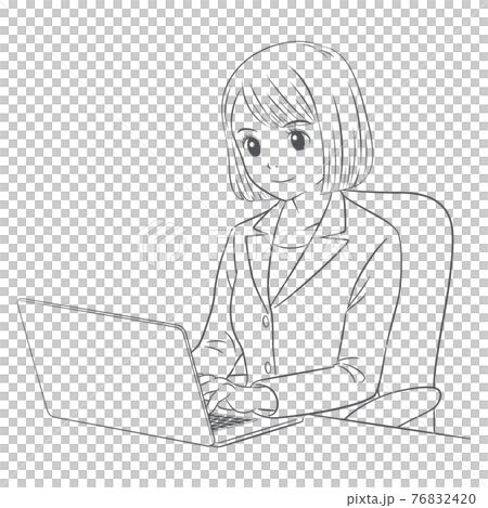 ノートパソコンを操作する若い女性 ノートパソコンを操作する若い女性 76832420