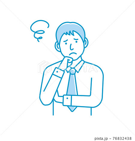 若い男性会社員 上半身 ベクター イラスト / 悩んでいる・困っている 若い男性会社員 上半身 ベクター イラスト / 悩んでいる・困っている 76832438