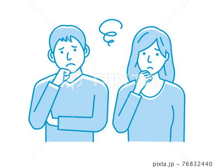若い男女 (夫婦・カップル) 上半身 ベクター イラスト / 悩んでいる・困っている 76832440