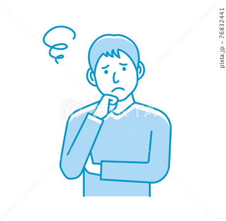 若い男性 上半身 ベクター イラスト / 悩んでいる・困っている 76832441