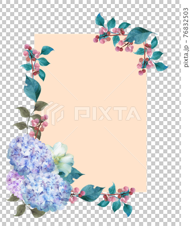 紫陽花のブーケフレーム 水彩イラストのイラスト素材