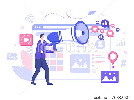 Social Media Marketing Illustration For Advertising Online Service Platform, Online Course, Analytic, Ad Management Software, Website 76832686