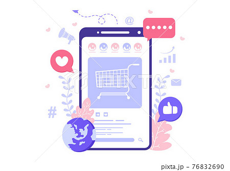 Social Media Marketing Illustration For Advertising Online Service Platform, Online Course, Analytic, Ad Management Software, Website 76832690