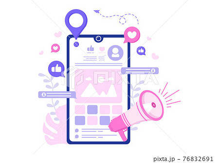 Social Media Marketing Illustration For Advertising Online Service Platform, Online Course, Analytic, Ad Management Software, Website 76832691
