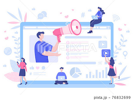 Social Media Marketing Illustration For Advertising Online Service Platform, Online Course, Analytic, Ad Management Software, Website 76832699