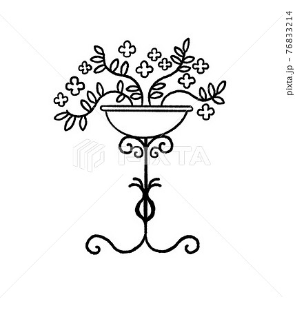 ガーデニング雑貨のアンティーク調アイアンオーナメントの線画イラストのイラスト素材