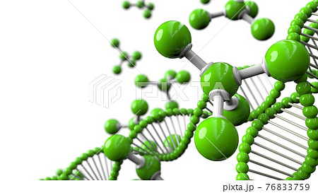 緑の分子 Dna構造の3dイラストのイラスト素材