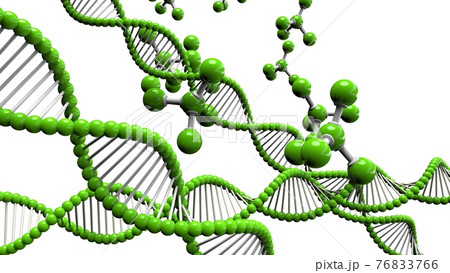 緑の分子 Dna構造の3dイラストのイラスト素材