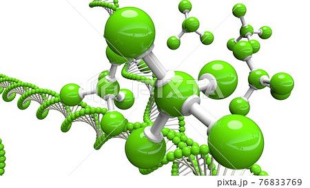 緑の分子 Dna構造の3dイラストのイラスト素材