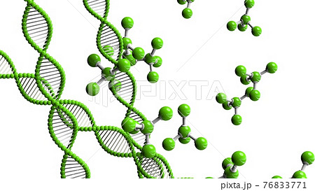 緑の分子・DNA構造の3Dイラスト 緑の分子・DNA構造の3Dイラスト 76833771