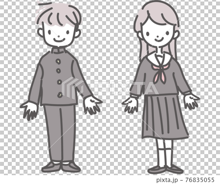 Illustration of boys and girls in junior high school uniforms 76835055