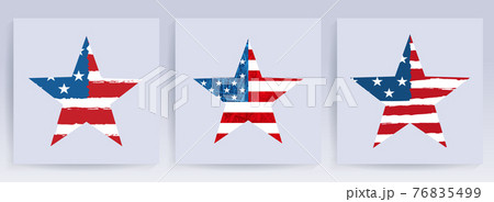 Star shape imprint, silhouette of the flag of America, festive design element, set 76835499