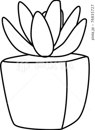 多肉植物の線画スタイルアイコンのイラスト素材