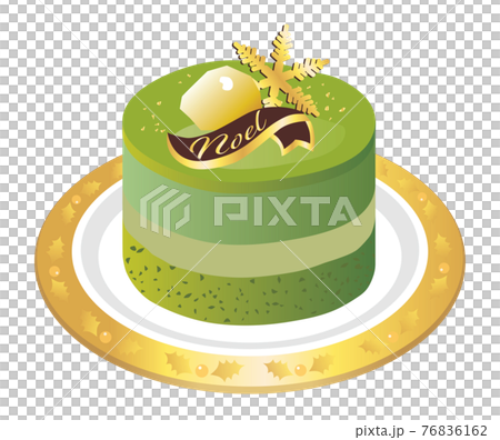 クリスマスのショートケーキ 抹茶ムースのイラスト素材