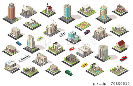 Isometric City Elements Collection 76836616