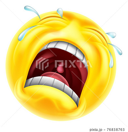 Sad Crying Emoticon Cartoon Face - Stock Illustration [76838763] - PIXTA