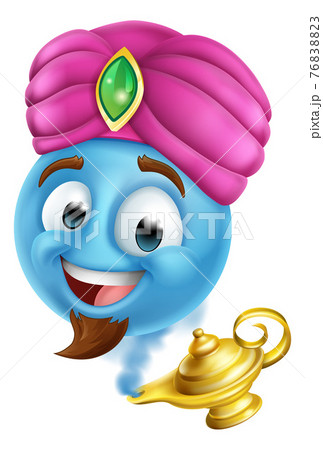 Genie Lamp Emoticon Cartoon Faceのイラスト素材 76