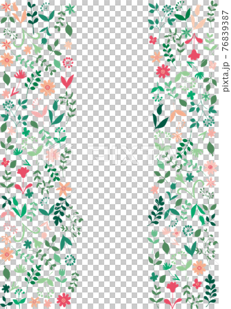 北欧風　植物シルエット（緑＆ピンク）フレーム 縦 76839387