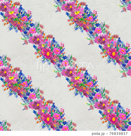 Seamless pattern with flowers. Watercolor or acrylic painting. Hand drawn floral background. 76839837