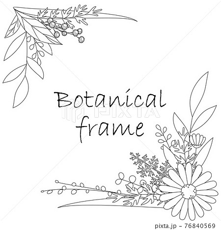 ボタニカルフレームイラスト。招待状やカードのテンプレート（白背景