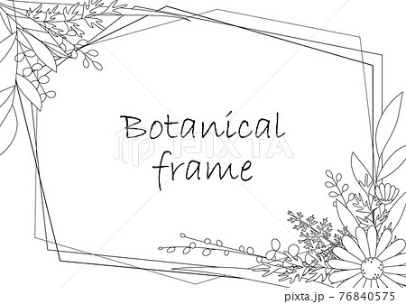 ボタニカルフレームイラスト。招待状やカードのテンプレート（白背景