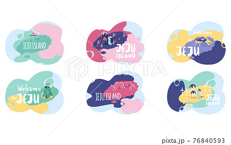Wellcom to Jeju island in South Korea, traditional elements. Attraction landmarks of Jeju Wellcom to Jeju island in South Korea, traditional elements. Attraction landmarks of Jeju 76840593