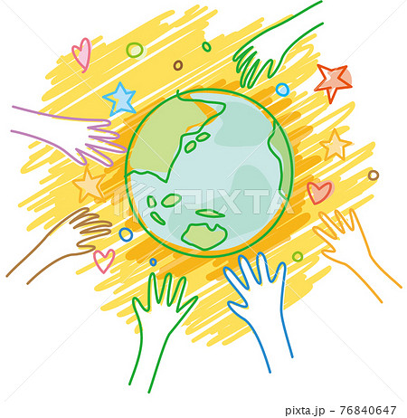 環境保全のイメージイラスト 地球と手 のイラスト素材