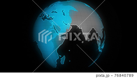 Global Communication Concept, The Earth Rotating With Node And Line connection. Futuristic And Technology Concepts. The Blue Marble. Earth Rotating Animation Social Future Technology Abstract. 76840789