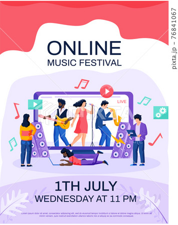 Online music festival concept poster. People enjoy band performing in concert via Internet Online music festival concept poster. People enjoy band performing in concert via Internet 76841067