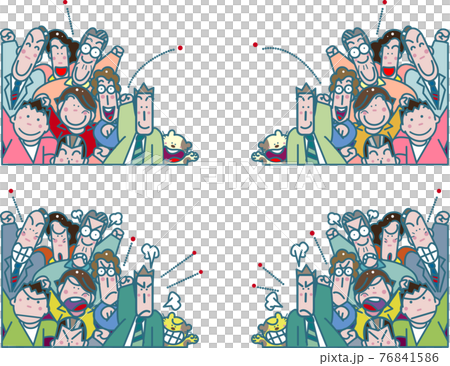 怒る人々 笑う人々の群衆イラストのイラスト素材