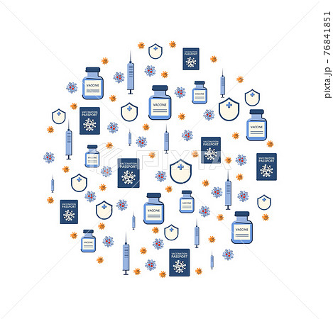 Background on the theme of vaccination. New travels after the pandemic, passport, antibodies. Travel permit. Vector Background on the theme of vaccination. New travels after the pandemic, passport, antibodies. Travel permit. Vector 76841851
