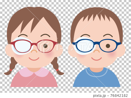 アイパッチをつけた子どものイラスト 76842182