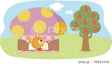 かわいいクマさんとリンゴの木 76842416