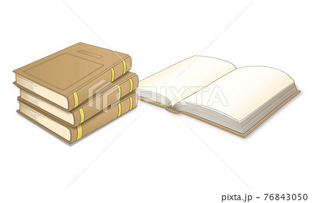 ハードカバーの書籍四冊 薄茶色の表紙 のイラスト素材