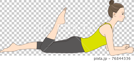 Pilates sequence, single leg kick - Stock Illustration [77376953