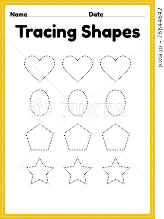 Tracing Shapes Worksheet For Kindergarten And のイラスト素材