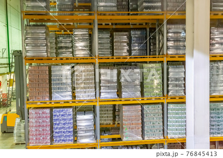 Interior of a trading warehouse of a giant brewing company Interior of a trading warehouse of a giant brewing company 76845413