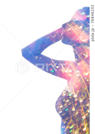 double exposure shape music energy blur neon girl double exposure shape music energy blur neon girl 76846202