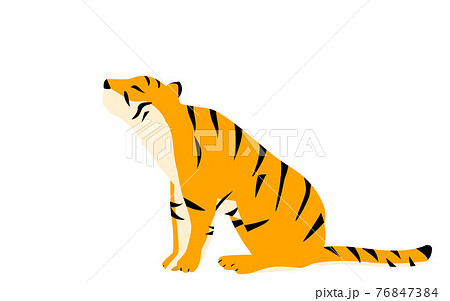 シンプルな虎のポーズイラスト 座っているところのイラスト素材