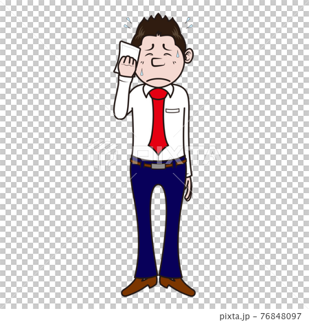 ビジネスマン 汗を拭く 焦り顔のイラスト素材