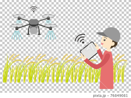 A farmer who operates a smart farming drone A farmer who operates a smart farming drone 76849081