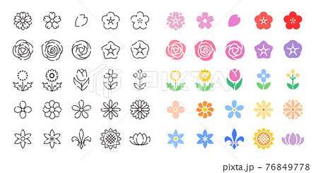 25アイコンセットNo.17(花)カラー/線画 25アイコンセットNo.17(花)カラー/線画 76849778