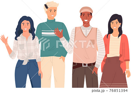 People greeting gesture. Different nations representatives waving hand saying hello 76851394
