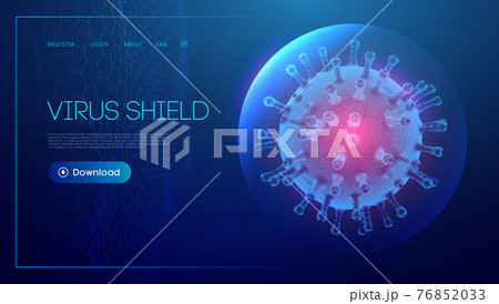 3d coronavirus with sphere shield. Covid-19 vector illustration. Adult vaccination EPS 10. 76852033