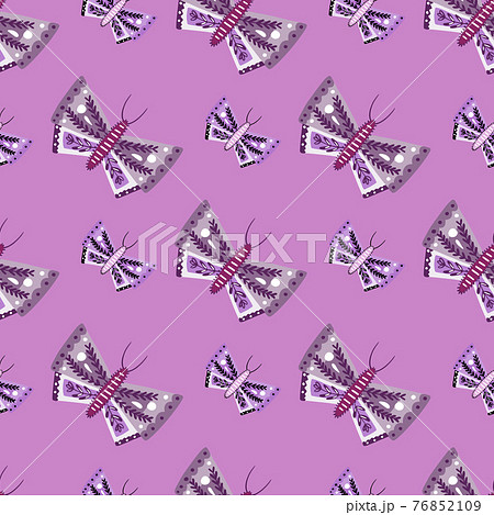 Doodle seamless pattern with insect geometric butterfly shapes print. Purple pastel background. Doodle seamless pattern with insect geometric butterfly shapes print. Purple pastel background. 76852109