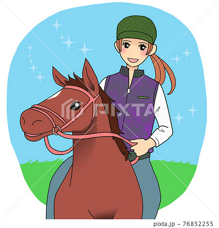 乗馬する女性のイラスト素材