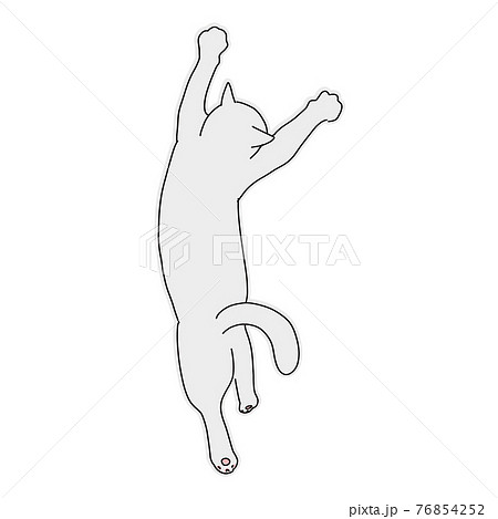 ダンスしているハッピーな猫の後ろ姿の全身イラストのイラスト素材