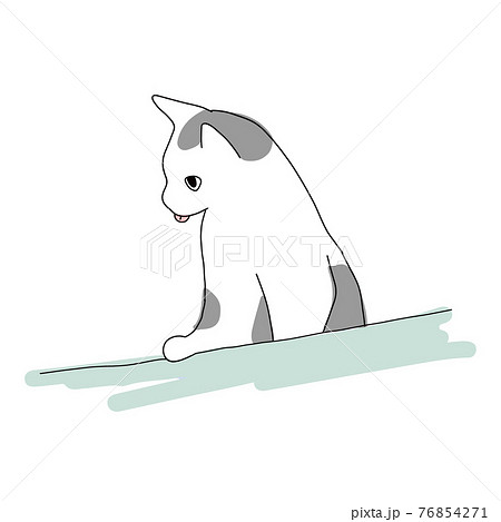 浴槽に手をついているぶち猫のイラスト 76854271